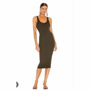Enza Costa Silk Rib Tank Dress in Olive